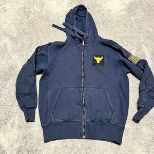 Under Armour Project Rock Hoodie Mens Small Blue Freedom Full Zip Sweatshirt
